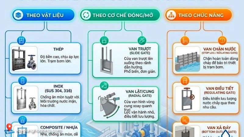 Những loại van cửa phai penstock vô cùng đa dạng