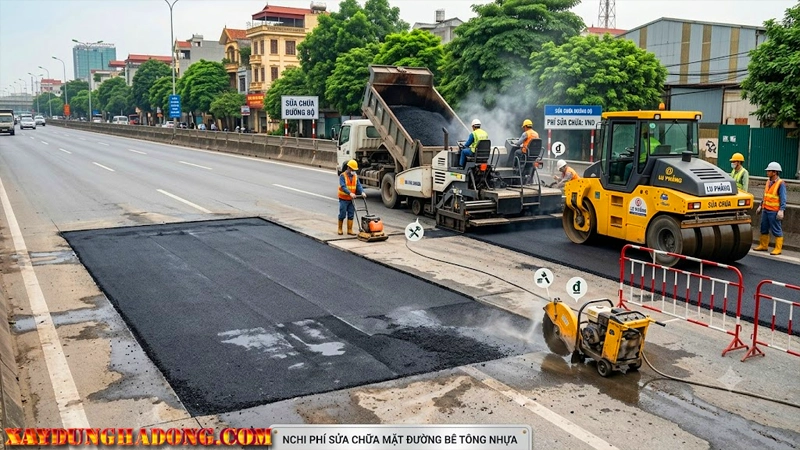 Mức giá sửa chữa đường Asphalt tại Hà Nội