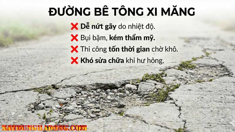 So sánh về đặc tính giữa bê tông xi măng và carboncor asphalt