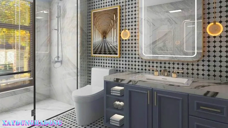 gạch mosaic lục giá tạo điểm nhấn đẹp mắt