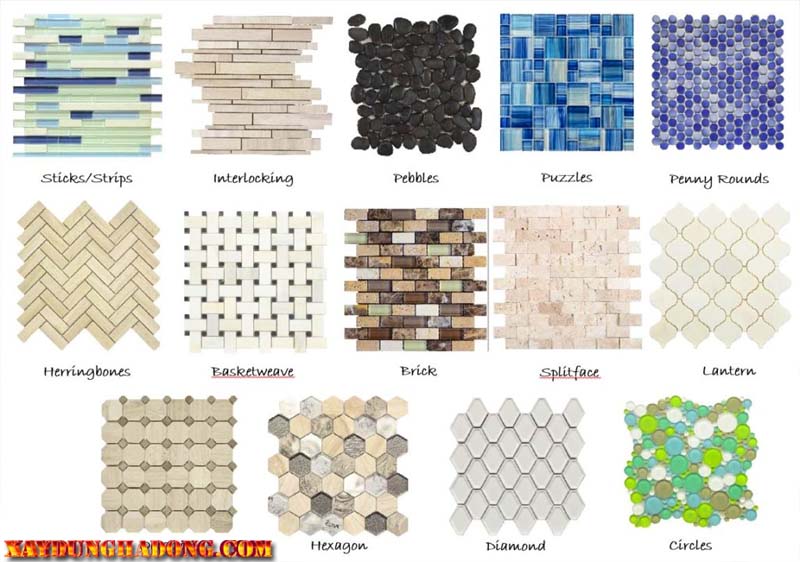 Hình dáng gạch mosaic vô cùng đa dạng