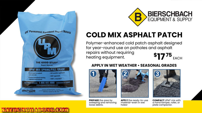 bê tông nhựa nguội đóng bao UPM® Cold Mix (Canada) nhập khẩu cho vá sửa ổ gà
