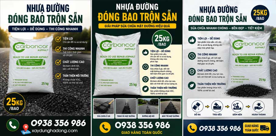 Giải thích nhựa nguội carboncor asphalt trộn sẵn là gì?